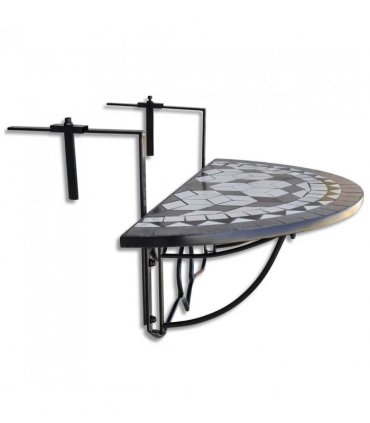 vidaXL Hanging Balcony Table Black and White Mosaic