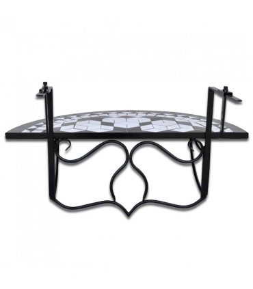 vidaXL Hanging Balcony Table Black and White Mosaic