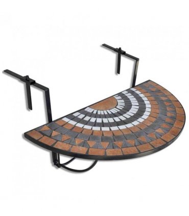 vidaXL Hanging Balcony Table Terracotta and White Mosaic — Colour: brown and white