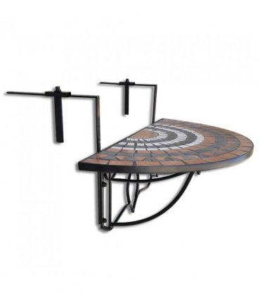 vidaXL Hanging Balcony Table Terracotta and White Mosaic — Colour: brown and white