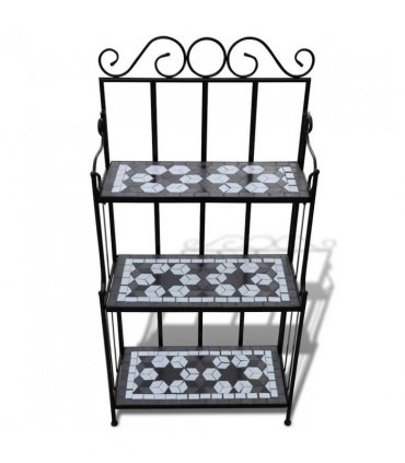 Plant Stand Plant Display Black White Mosaic Pattern