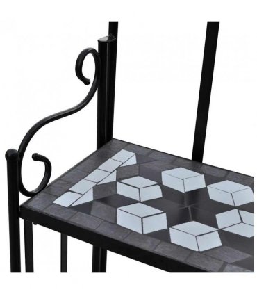 Plant Stand Plant Display Black White Mosaic Pattern