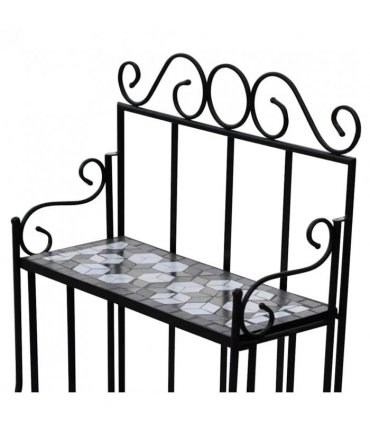 Plant Stand Plant Display Black White Mosaic Pattern