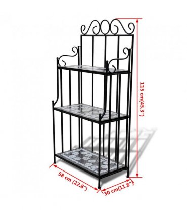 Plant Stand Plant Display Black White Mosaic Pattern