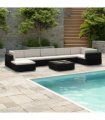 vidaXL Patio Furniture | Black and Cream | Poly Rattan, Steel, Polyester | Large