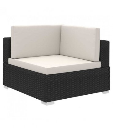 vidaXL Patio Furniture | Black and Cream | Poly Rattan, Steel, Polyester | Large