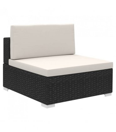 vidaXL Patio Furniture | Black and Cream | Poly Rattan, Steel, Polyester | Large