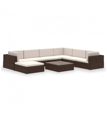 vidaXL Patio Furniture | Brown | PE Rattan | Set | Modular | Patio Lounge Set