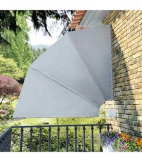 vidaXL Collapsible Balcony Side Awning Grey 210x210 cm — Size: 210 x 210 cm