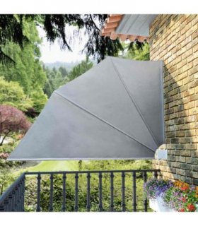 vidaXL Collapsible Balcony Side Awning Grey 160x240 cm — Size: 160 x 240 cm