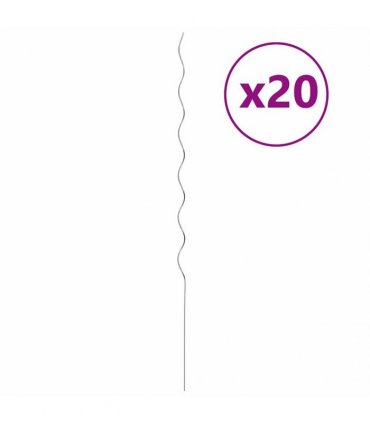 vidaXL Plant Support 20 pcs Silver 150 x 0.6 x 0.6 cm Steel — Colour: Galvanised steel, Size: 150 cm