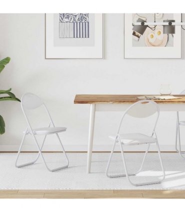 vidaXL Folding Chair 2 pcs White 48 x 43.5 x 81 cm Faux Leather