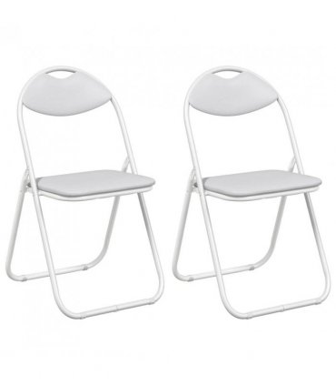 vidaXL Folding Chair 2 pcs White 48 x 43.5 x 81 cm Faux Leather
