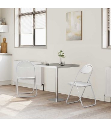 vidaXL Folding Chair 2 pcs White 48 x 43.5 x 81 cm Faux Leather