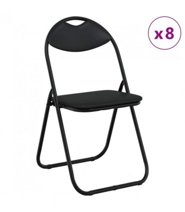 vidaXL Folding Chair 8 pcs Black 48 x 43.5 x 81 cm Faux Leather