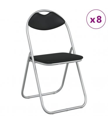 vidaXL Folding Chair 8 pcs Black and Grey 48 x 43.5 x 81 cm — V0672080074