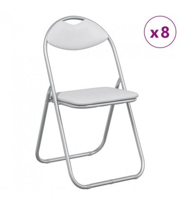 vidaXL Folding Chair 8 pcs White and Grey 48 x 43.5 x 81 cm — V0672080075
