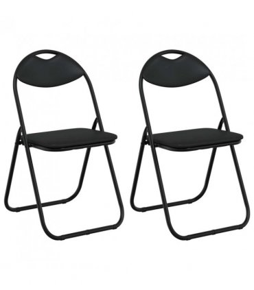vidaXL Folding Chair 2 pcs Black 48 x 43.5 x 81 cm Faux Leather — V0672080078