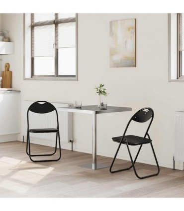 vidaXL Folding Chair 2 pcs Black 48 x 43.5 x 81 cm Faux Leather — V0672080078