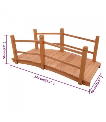 vidaXL Garden Bridge 140 x 60 x 56 cm — Colour: brown