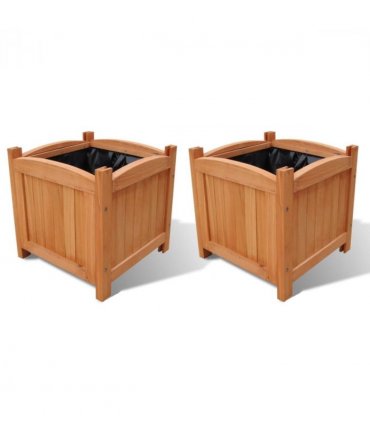 vidaXL Wooden Raised Bed 30 x 30 x 30 cm Set of 2 — Colour: brown