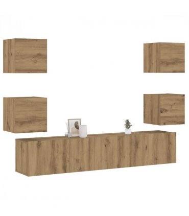 vidaXL Wall Mounted TV cabinets 6 pcs Artisan Oak Engineered Wood — V0672080301