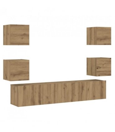 vidaXL Wall Mounted TV cabinets 6 pcs Artisan Oak Engineered Wood — V0672080301
