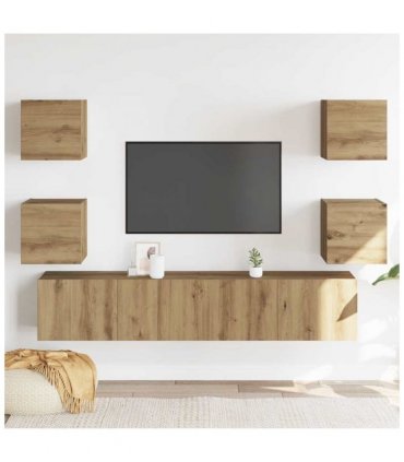 vidaXL Wall Mounted TV cabinets 6 pcs Artisan Oak Engineered Wood — V0672080301