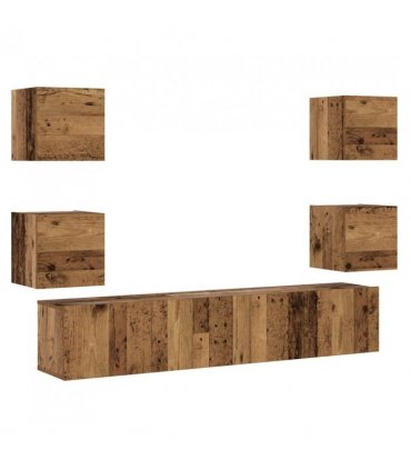 vidaXL Wall Mounted TV cabinets 6 pcs Old Wood Engineered Wood — V0672080304
