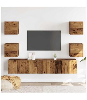 vidaXL Wall Mounted TV cabinets 6 pcs Old Wood Engineered Wood — V0672080304