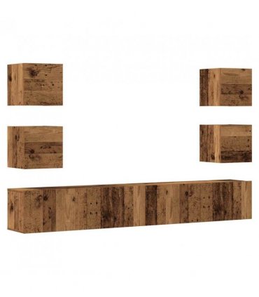 vidaXL Wall Mounted TV cabinets 6 pcs Old Wood Engineered Wood — V0672080308