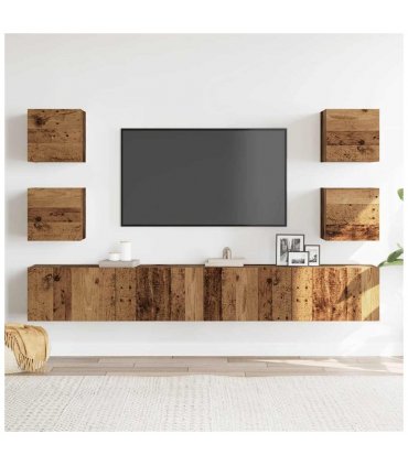 vidaXL Wall Mounted TV cabinets 6 pcs Old Wood Engineered Wood — V0672080308