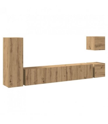 vidaXL 5 Piece TV Cabinet Set Wall-mounted Artisan Oak Engineered Wood — V0672080311