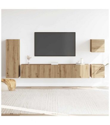 vidaXL 5 Piece TV Cabinet Set Wall-mounted Artisan Oak Engineered Wood — V0672080311