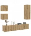 vidaXL 5 Piece TV Cabinet Set Wall-mounted Artisan Oak Engineered Wood — V0672080312