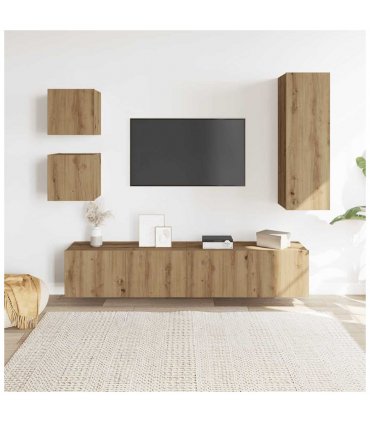 vidaXL 5 Piece TV Cabinet Set Wall-mounted Artisan Oak Engineered Wood — V0672080312