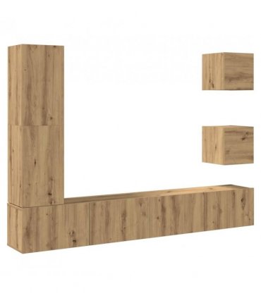 vidaXL 5 Piece TV Cabinet Set Wall-mounted Artisan Oak Engineered Wood — V0672080314