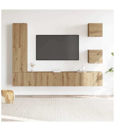 vidaXL 5 Piece TV Cabinet Set Wall-mounted Artisan Oak Engineered Wood — V0672080314