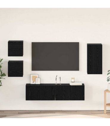 vidaXL TV Cabinet Set Wall-mounted 5 pcs Black Oak Engineered Wood — V0672080317