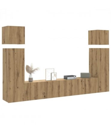 vidaXL 8 Piece TV Cabinet Set Wall-mounted Artisan Oak Engineered Wood