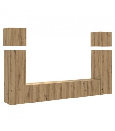 vidaXL 8 Piece TV Cabinet Set Wall-mounted Artisan Oak Engineered Wood