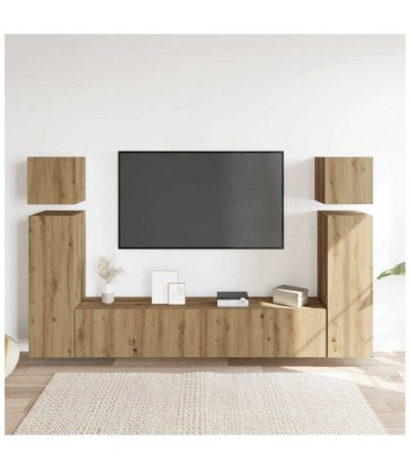 vidaXL 8 Piece TV Cabinet Set Wall-mounted Artisan Oak Engineered Wood