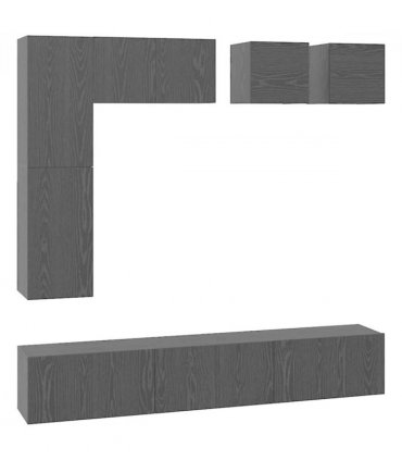 vidaXL TV Cabinet Set Wall-mounted 8 pcs Black Oak Engineered Wood — V0672080321