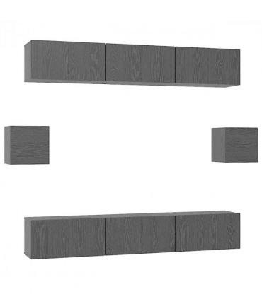 vidaXL TV Cabinet Set Wall-mounted 8 pcs Black Oak Engineered Wood — V0672080325