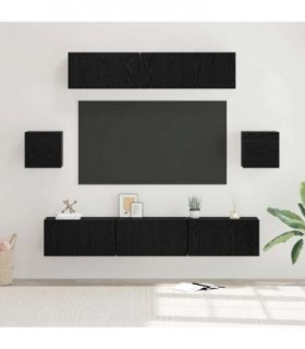 vidaXL TV Cabinet Set Wall-mounted 7 pcs Black Oak Engineered Wood — V0672080328