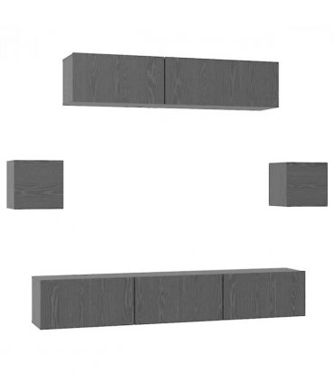 vidaXL TV Cabinet Set Wall-mounted 7 pcs Black Oak Engineered Wood — V0672080328