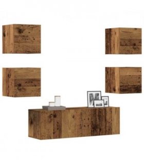 vidaXL 5 Piece TV Cabinet Set Wall-mounted Old Wood Engineered Wood — V0672080333
