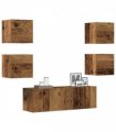 vidaXL 5 Piece TV Cabinet Set Wall-mounted Old Wood Engineered Wood — V0672080333