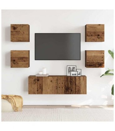 vidaXL 5 Piece TV Cabinet Set Wall-mounted Old Wood Engineered Wood — V0672080333