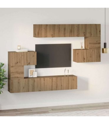 vidaXL TV Cabinet Set Wall-mounted 8 pcs Artisan Oak Engineered Wood — V0672080334